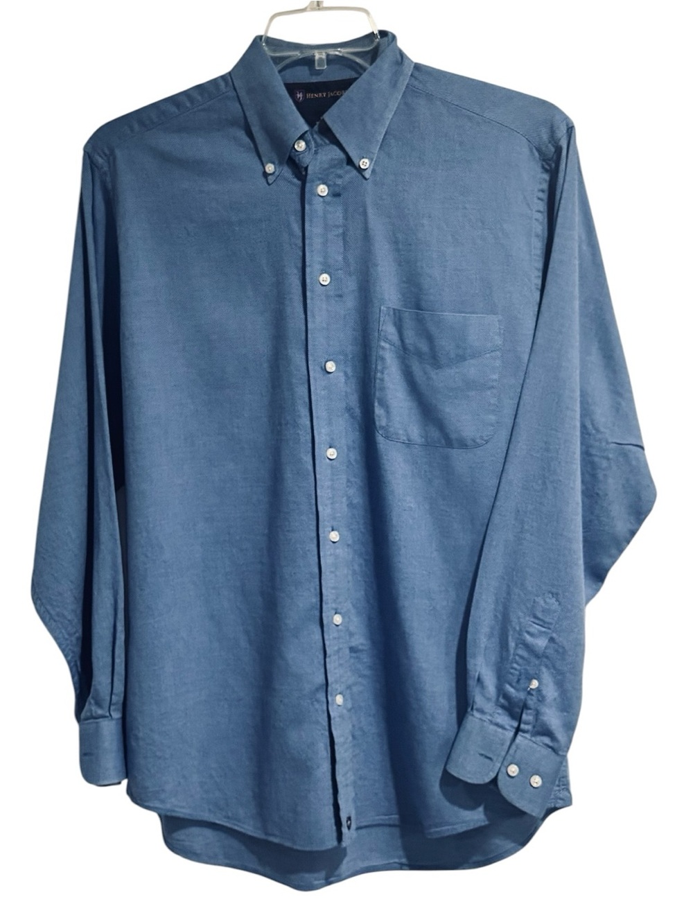 Henry Jacobson 100% Cotton Men's Blue Dress shirt size Medium 15-15.5 34-35